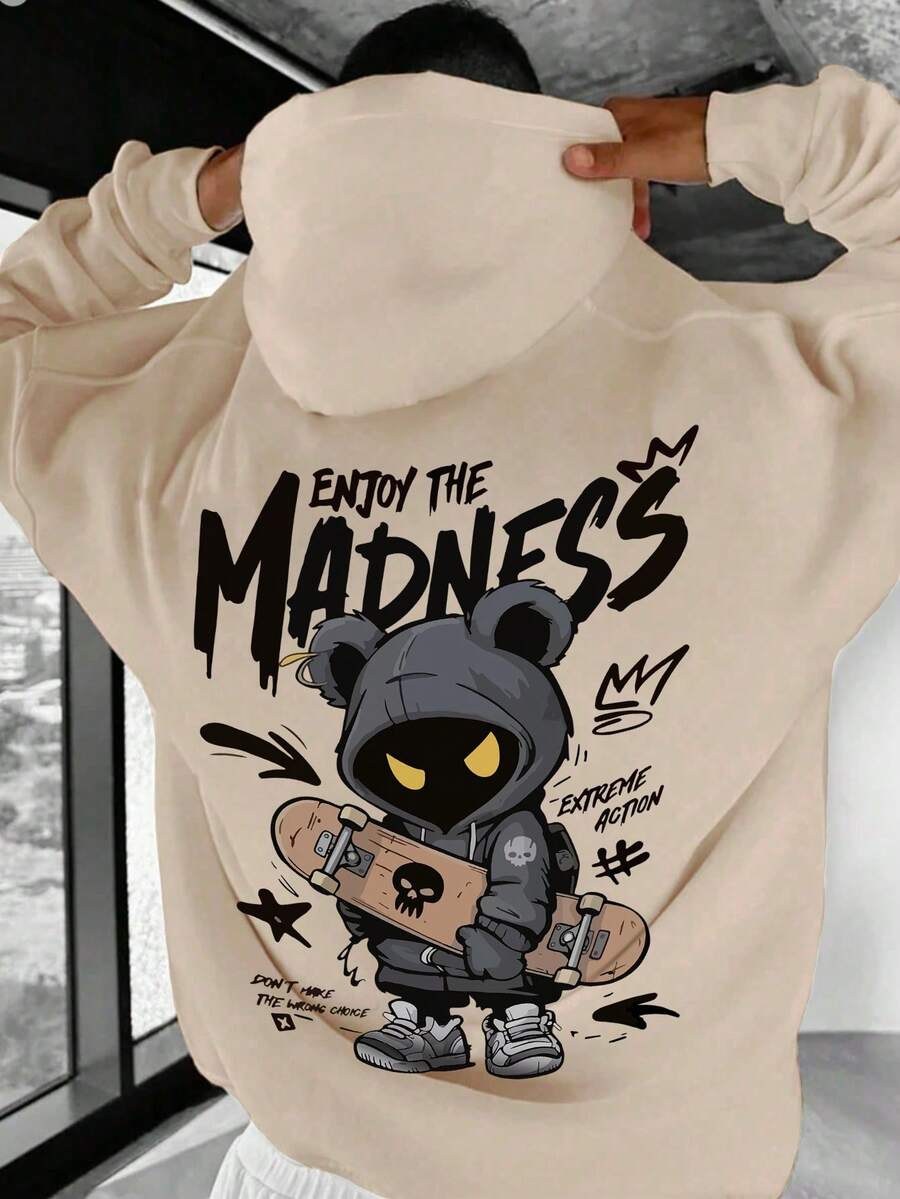 Muški ležerni modni street hoodie duks za ekstremne sportove sa crtanim printom