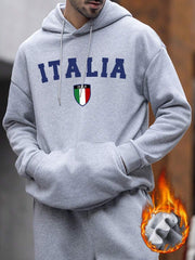 Muška dukserica sa kapuljačom širokog kroja i kengur džepom, italijanski stil, jesen/zima