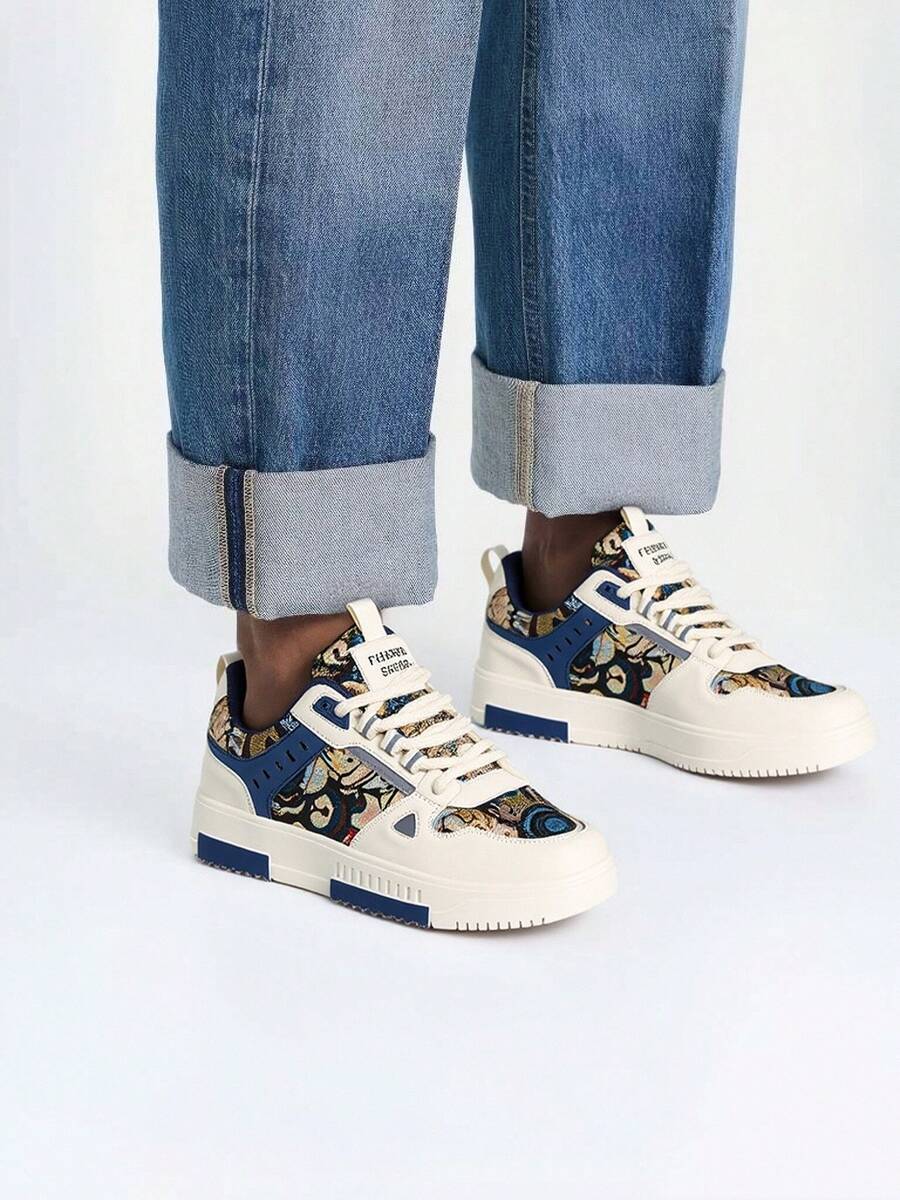 Muške moderne skejt patike sa mešovitim bojama i patchwork dizajnom