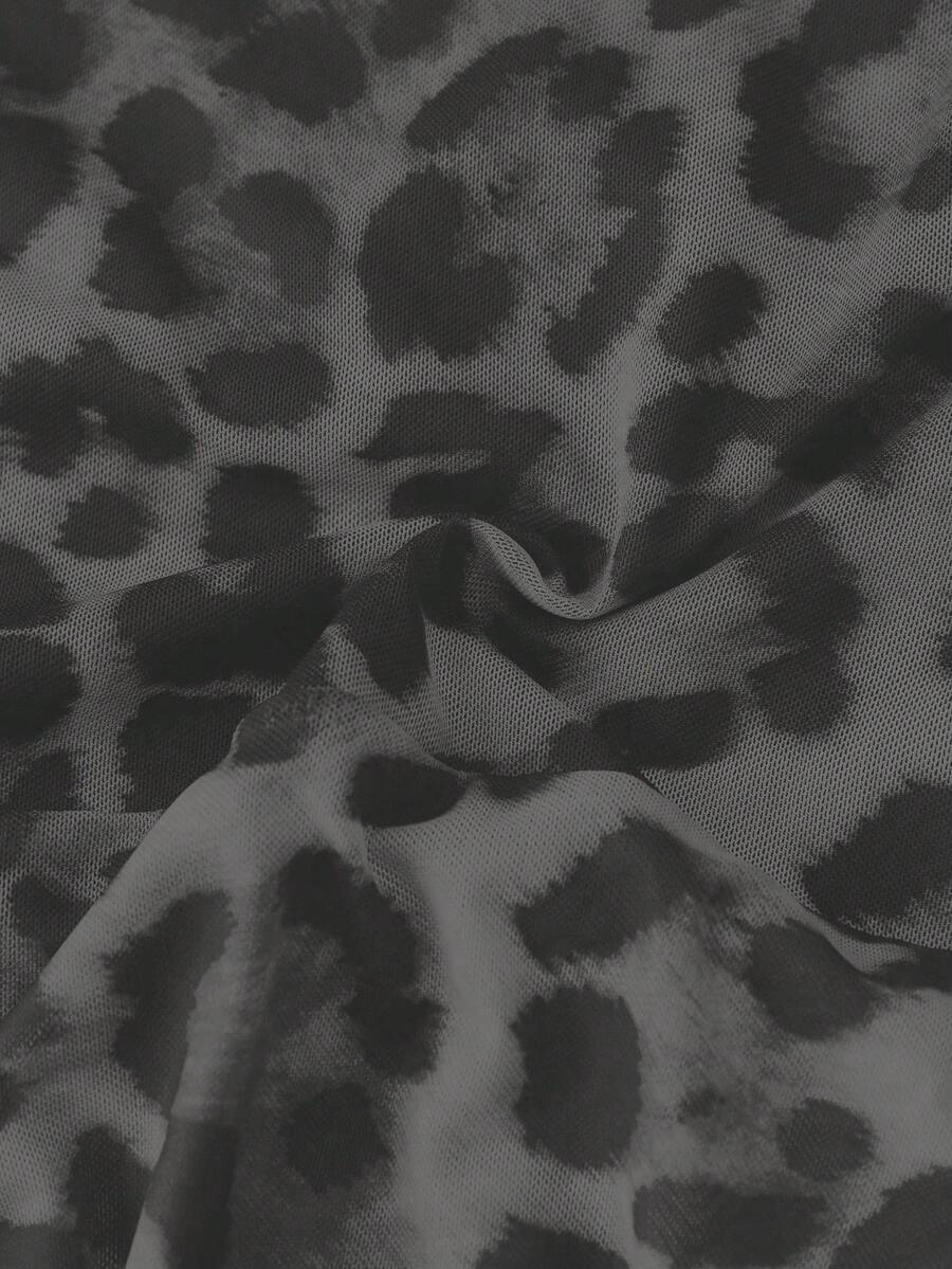 Ženski modni providni mrežasti body sa leopard printom