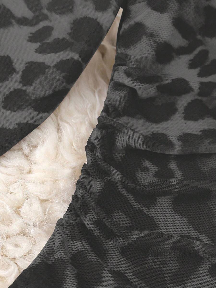 Ženski modni providni mrežasti body sa leopard printom