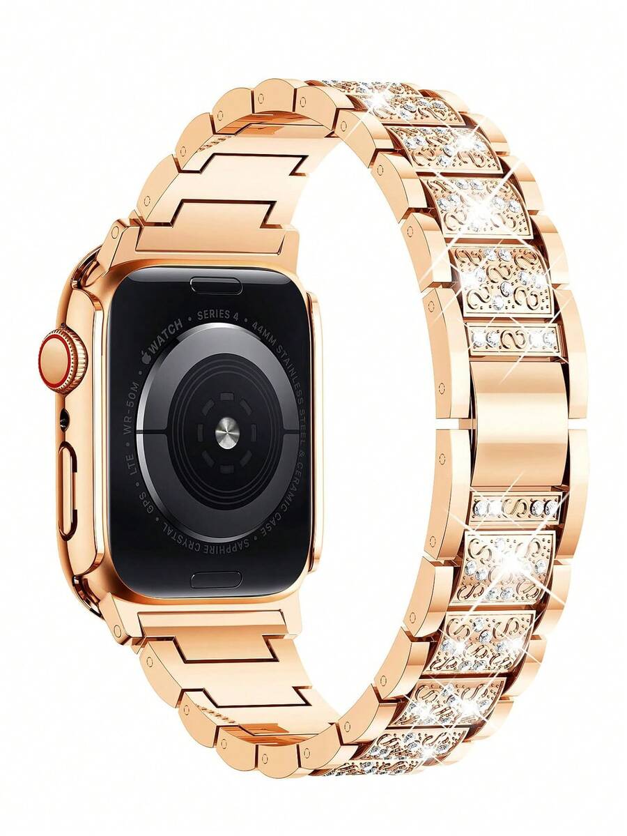 Kompatibilna narukvica i kućište  sa sjajnom metalnom narukvicom sa kristalima i otpornim tvrdim PC kućištem Kompatibilno sa Apple Watch Series Ultra/11/10/9/8/7/6/5/4/3/SE