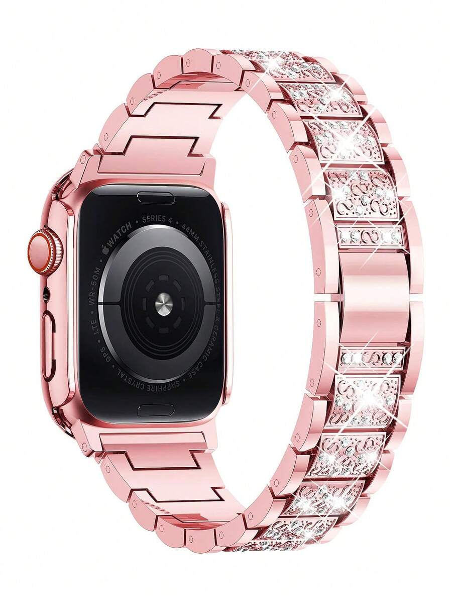 Kompatibilna narukvica i kućište  sa sjajnom metalnom narukvicom sa kristalima i otpornim tvrdim PC kućištem Kompatibilno sa Apple Watch Series Ultra/11/10/9/8/7/6/5/4/3/SE