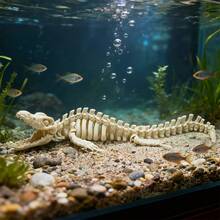 Realistic Mosasaurus Skeleton Replica For Aquarium Decor - Large Dinosaur Fossil Model With White Fins And Tail, For Fish Tank Decoration, Marine Reptile Display, Paleontology Themed Gift, Suitable For Collectors And Aquarium Hobbyists (Suitable For Fish)