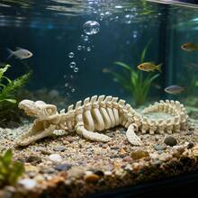 Realistic Mosasaurus Skeleton Replica For Aquarium Decor - Large Dinosaur Fossil Model With White Fins And Tail, For Fish Tank Decoration, Marine Reptile Display, Paleontology Themed Gift, Suitable For Collectors And Aquarium Hobbyists (Suitable For Fish)