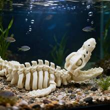 Realistic Mosasaurus Skeleton Replica For Aquarium Decor - Large Dinosaur Fossil Model With White Fins And Tail, For Fish Tank Decoration, Marine Reptile Display, Paleontology Themed Gift, Suitable For Collectors And Aquarium Hobbyists (Suitable For Fish)