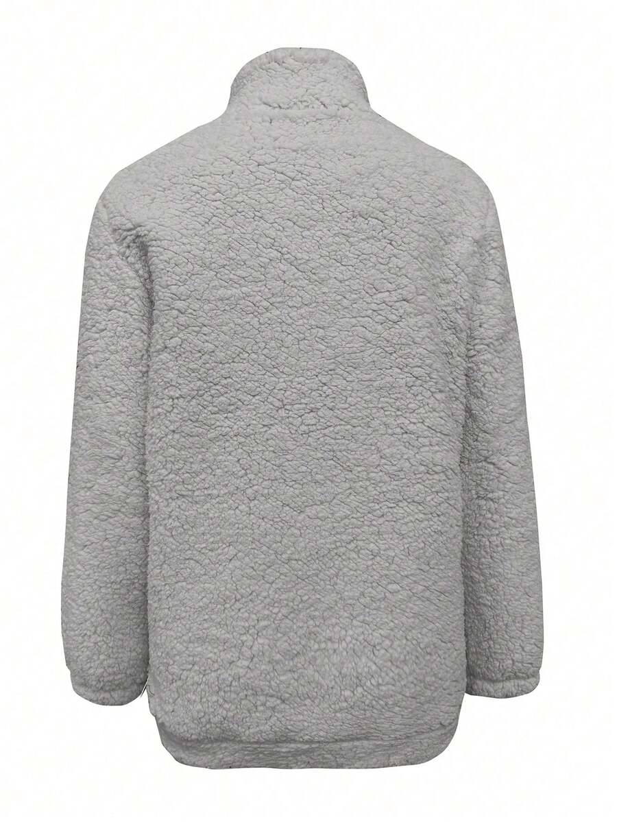 Ženski ležerni duks sa džepovima, dugih rukava, od teddy sherpa materijala