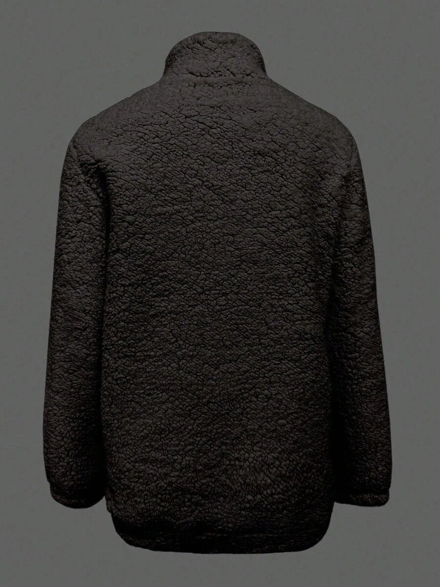 Ženski ležerni duks sa džepovima, dugih rukava, od teddy sherpa materijala