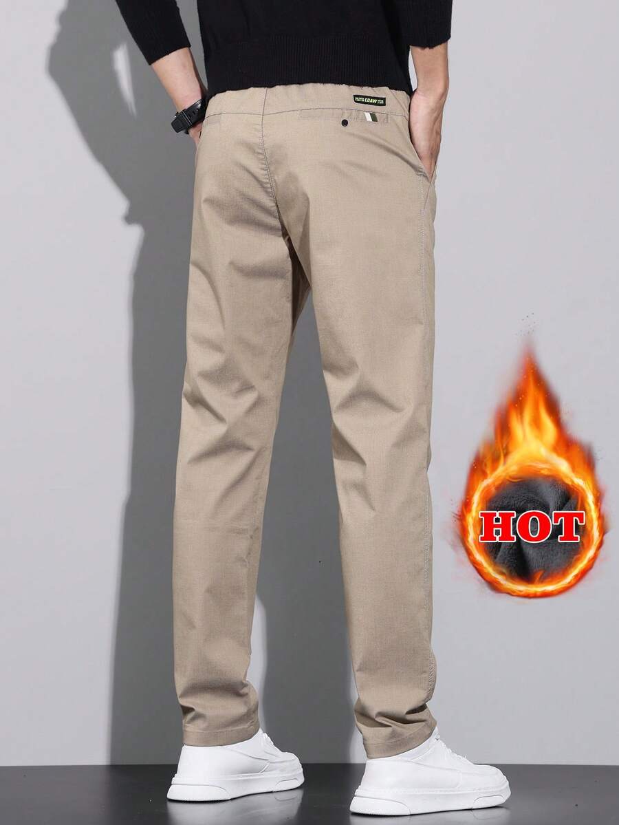 Muške ležerne deblje pantalone jednobojne sa termo postavom