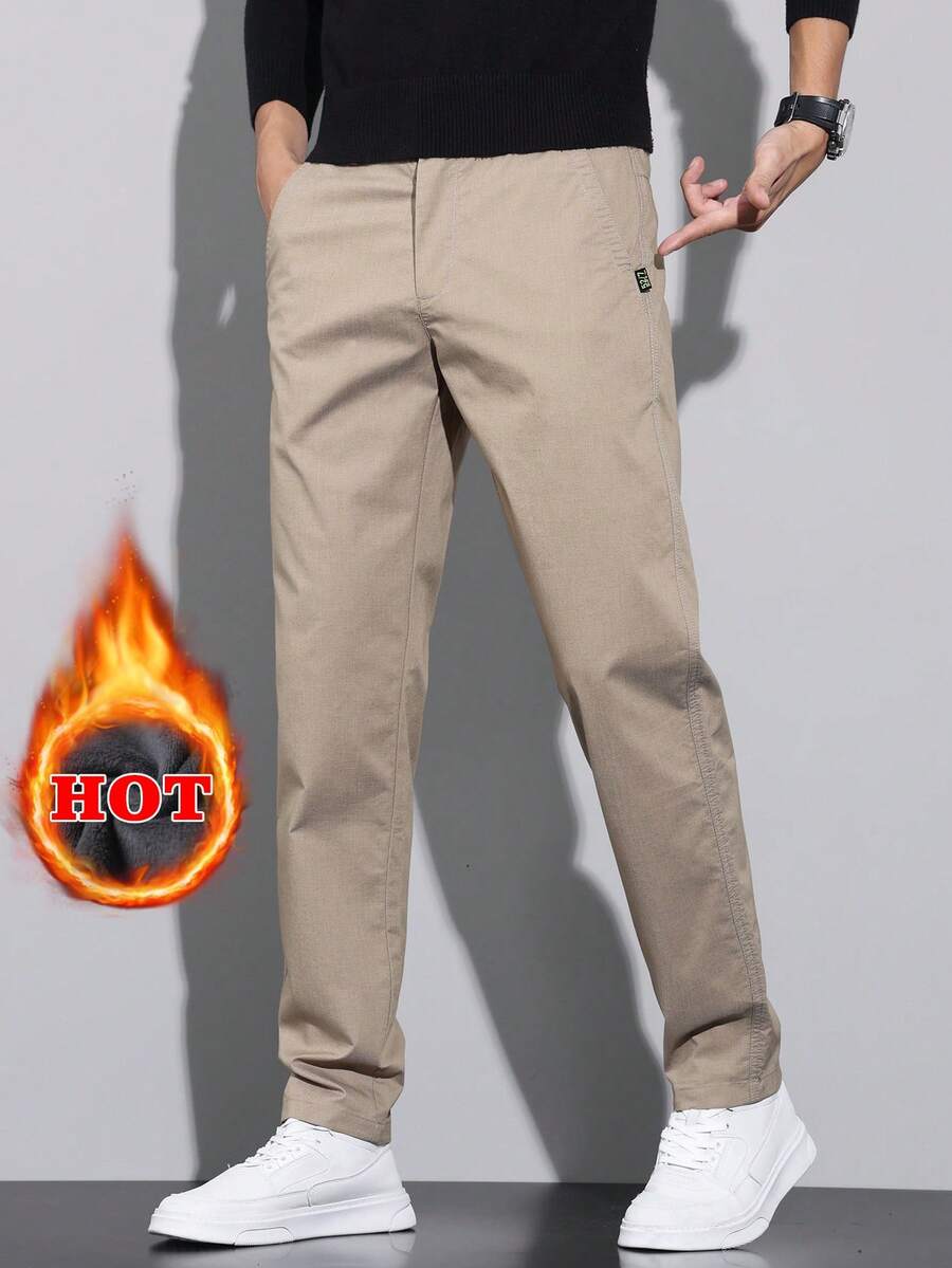 Muške ležerne deblje pantalone jednobojne sa termo postavom
