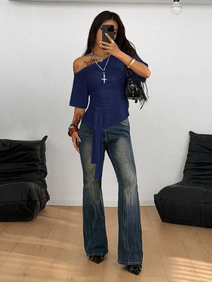 Slim Fit Asimetrična Bluza
