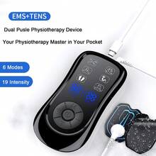 Dual Output TENS Pulse Massager, EMS Pulse Massage Technology, 6 Massage Modes, 19 Intensity Levels
