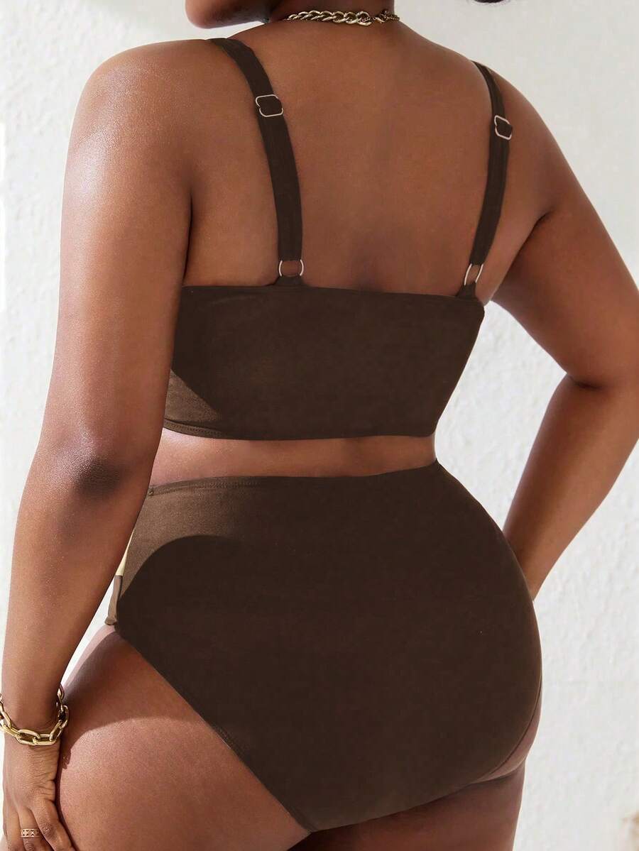 Ženski tankini set za plivanje plus size, 2 dela