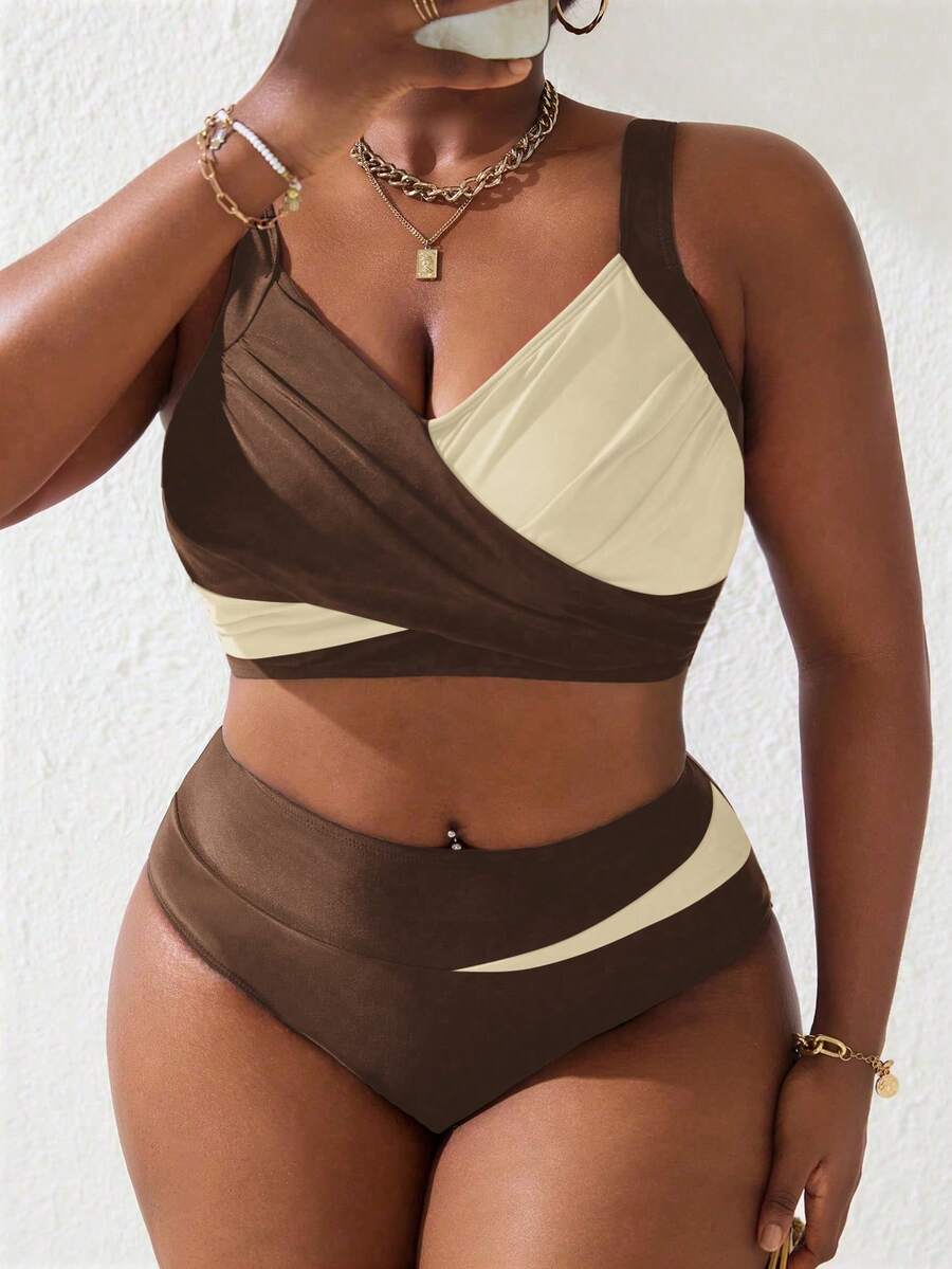 Ženski tankini set za plivanje plus size, 2 dela