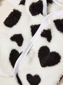 PETSIN 1pc Pet Cat Dog Universal Cute Black And White Love Pattern Printed Double Sided Elastic Plush Comfortable Warm Open Button Dog Sleeveless Jacket