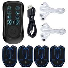 Dual Output TENS Pulse Massager, EMS Pulse Massage Technology, 6 Massage Modes, 19 Intensity Levels
