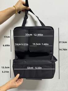 1pc Genuine Leather Car Trunk Organizer Storage Bag, High Capacity Backseat Hanging Holder, All Season Universal