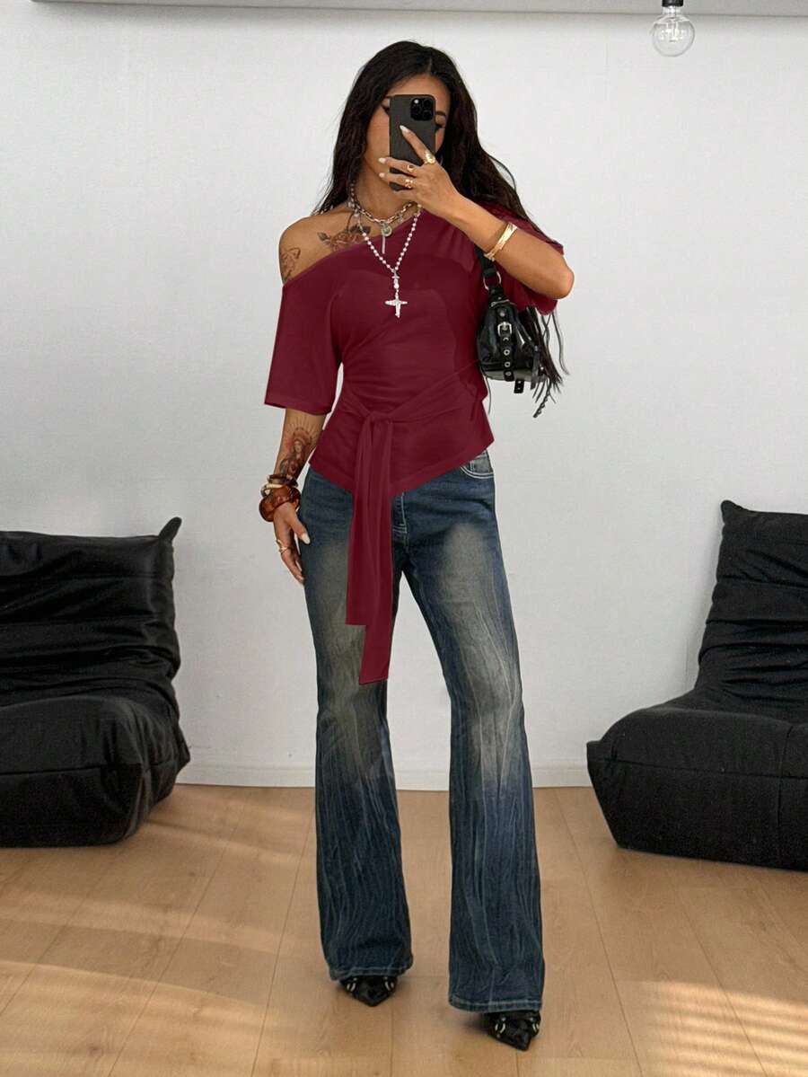 Slim Fit Asimetrična Bluza