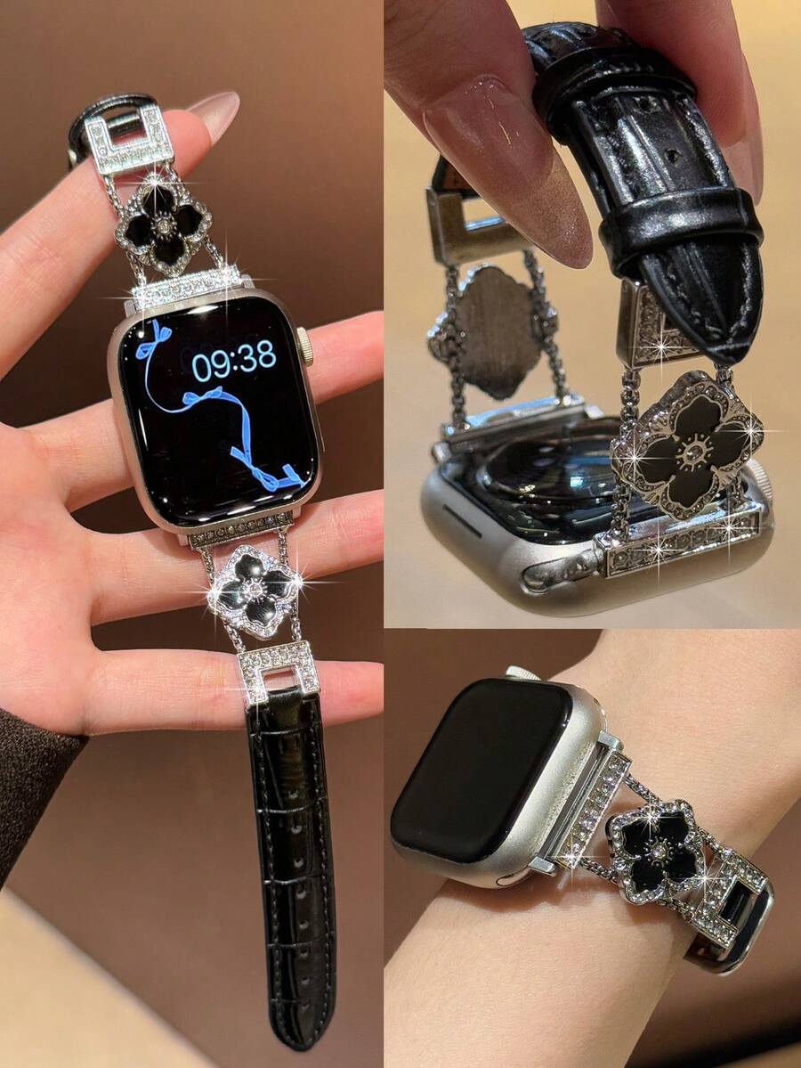 ženski zlatni sjajni kaiš za pametni sat sa  dijamantskim detaljima,  pogodan za Apple Watch 38/40/41/42/44/45/46/49mm