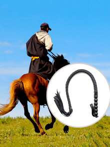 95cm Soft PU Leather Handle Professional Horse Whip, Riding Crop, Snake Whip, Training Whip, Handwoven Reusable Horse Whip, Suitable For Training, Practice And Outdoor Games, Easy To Use And Handle Equestrian Accessory, Prop