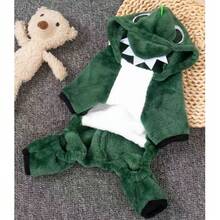 1pc Cute Green Dinosaur Transformation Pet Clothes, Warm Outfit For Small Dogs Like Teddy, Poodle, Christmas Gift For Pets