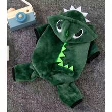 1pc Cute Green Dinosaur Transformation Pet Clothes, Warm Outfit For Small Dogs Like Teddy, Poodle, Christmas Gift For Pets