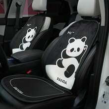 1pc Universal Car Seat Cushion, Plush Warm Panda Design Soft Comfortable Car Seat Protector With Neck Pillow, Suitable For Most Vehicles, Car Accessories