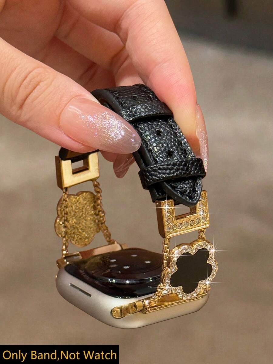 ženski zlatni sjajni kaiš za pametni sat sa  dijamantskim detaljima,  pogodan za Apple Watch 38/40/41/42/44/45/46/49mm