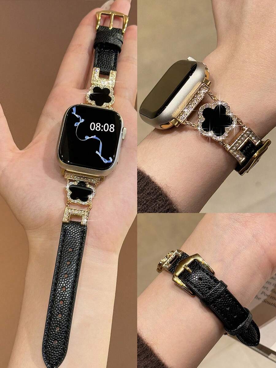 ženski zlatni sjajni kaiš za pametni sat sa  dijamantskim detaljima,  pogodan za Apple Watch 38/40/41/42/44/45/46/49mm