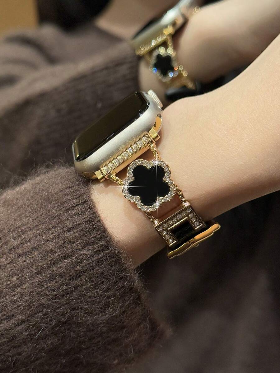 ženski zlatni sjajni kaiš za pametni sat sa  dijamantskim detaljima,  pogodan za Apple Watch 38/40/41/42/44/45/46/49mm