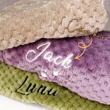 1pc Personalized Pet Embroidered Fleece Blanket, Name & Paw Print, Warm & Soft For Dog Sleep & Daily Use, For Christmas, New Year, Memento, For Home & Outdoor, Rainbow Bridge Gift, For Pet Lovers