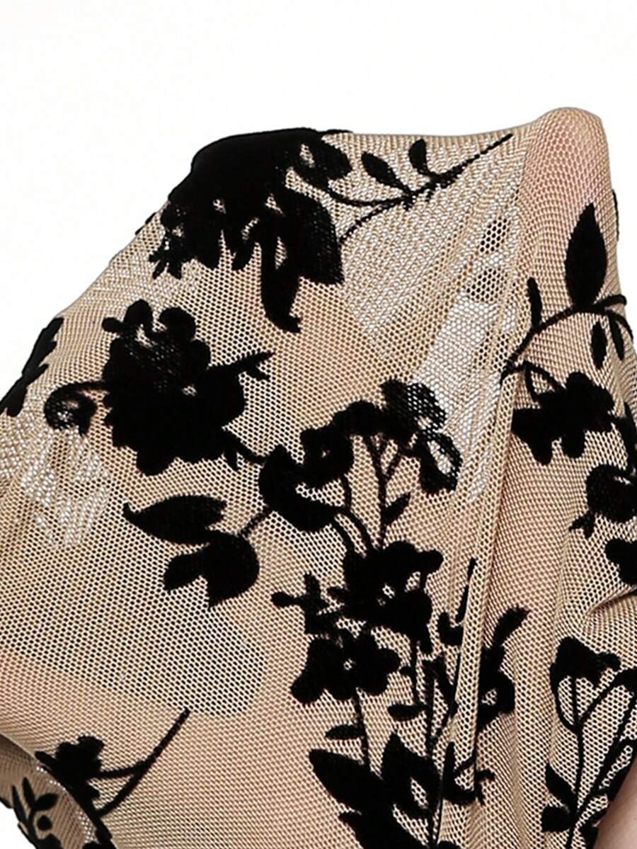 Ženski modni providni mrežasti body sa leopard printom