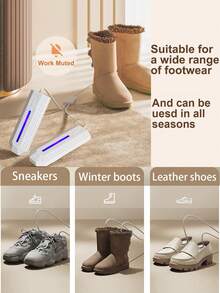 Teckwe Electric Shoe Dryer, Boot Dryer, Portable Footwear Dryer Machine With Hours Timer For Rainy Seasons, Warmer Drying For Shoes, Gloves, Socks, Ski Boots, White