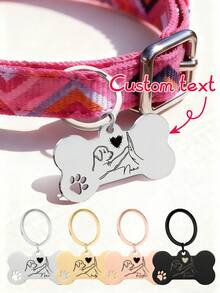 Ayotu Customized Pet Dog ID Tag, Personalized Laser Engraved Dog Tag And Owner's Love Tag, Customized Engraved Phone Tag, Cat & Dog ID Tag, Alloy Pendant Dog Collar
