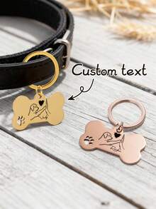 Ayotu Customized Pet Dog ID Tag, Personalized Laser Engraved Dog Tag And Owner's Love Tag, Customized Engraved Phone Tag, Cat & Dog ID Tag, Alloy Pendant Dog Collar