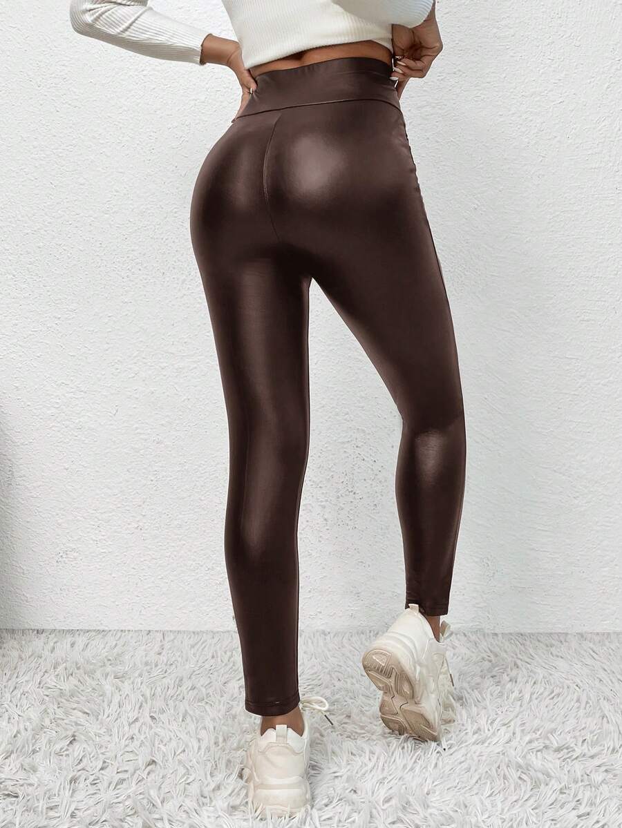 Ženske Casual Crne Legging  Kožne pantalone