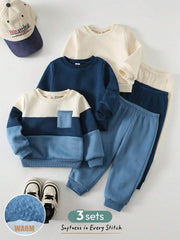 6-delni set za bebe sa pletenim puloverom  mekim okruglim izrezom i dugim rukavima, uz duge pantalone sa elastičnim strukom