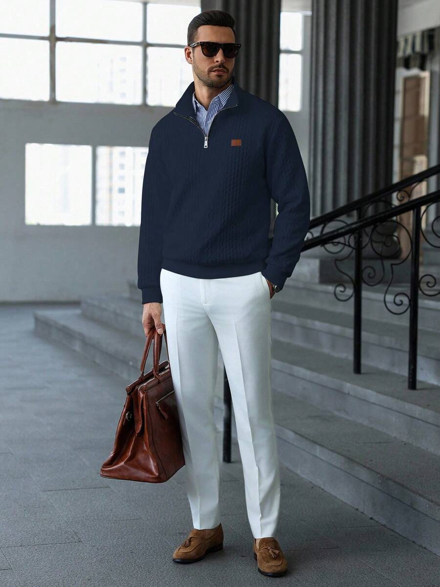 Muški jesenji smart casual duks na četvrt ziper