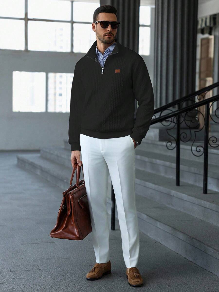 Muški jesenji smart casual duks na četvrt ziper