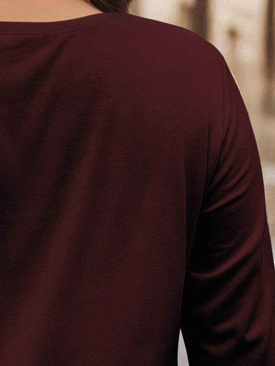Bluza plus size, širokog kroja, sa polu-ziperom, okruglim izrezom i dugim rukavima