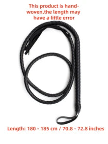 1pc Western Farm Adult Western Cowboy Whip - Leather Black Bull Whip