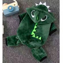 1pc Cute Green Dinosaur Transformation Pet Clothes, Warm Outfit For Small Dogs Like Teddy, Poodle, Christmas Gift For Pets