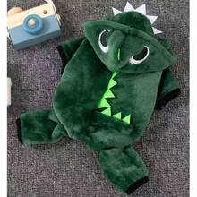 1pc Cute Green Dinosaur Transformation Pet Clothes, Warm Outfit For Small Dogs Like Teddy, Poodle, Christmas Gift For Pets