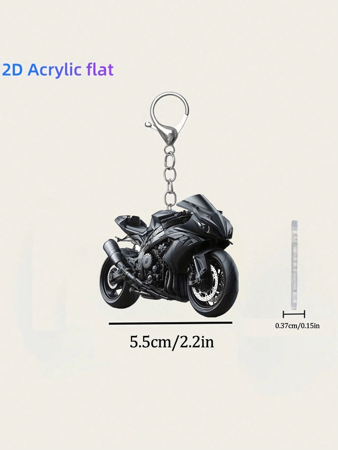 2D ravni crni akrilni privesak za motocikl