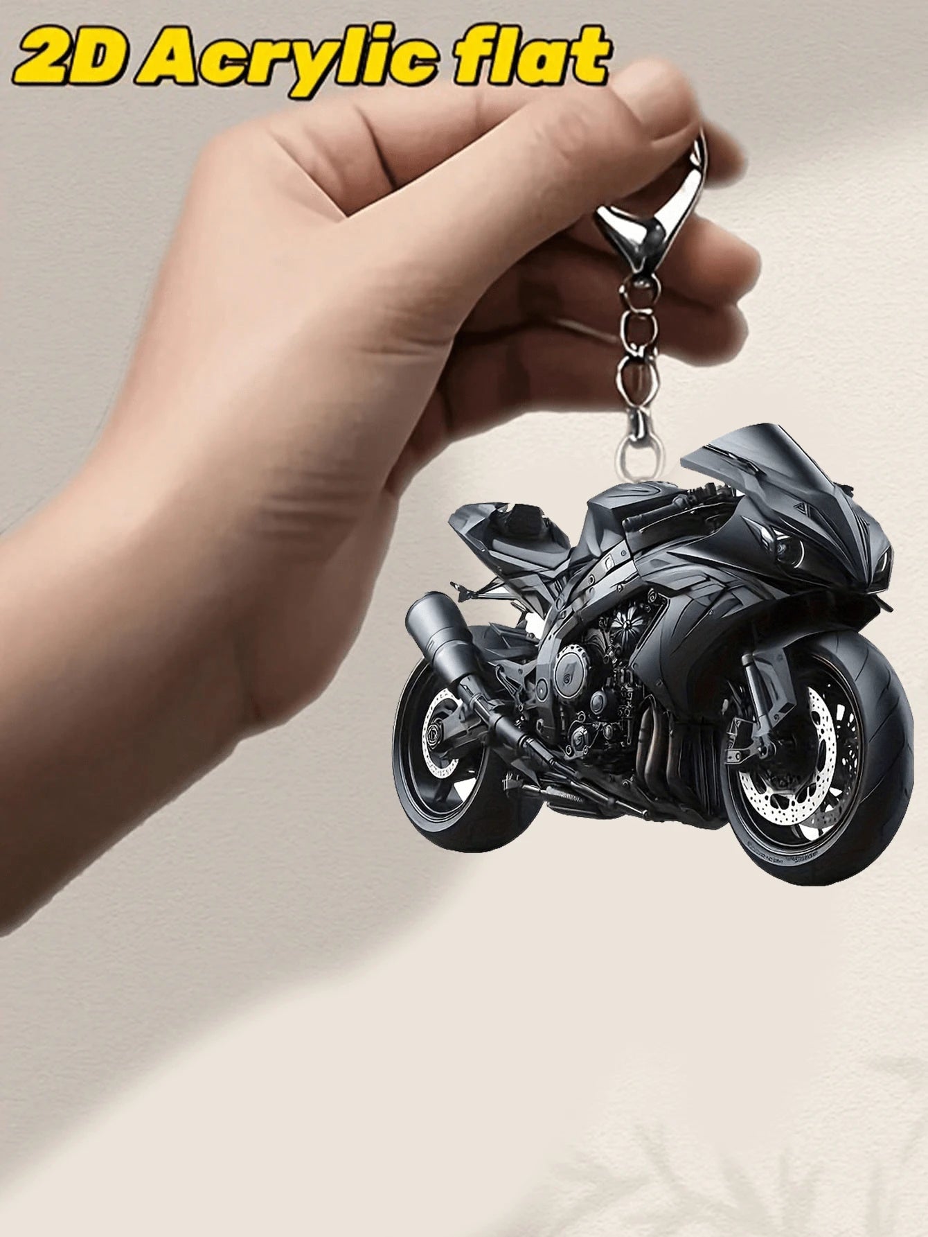 2D ravni crni akrilni privesak za motocikl