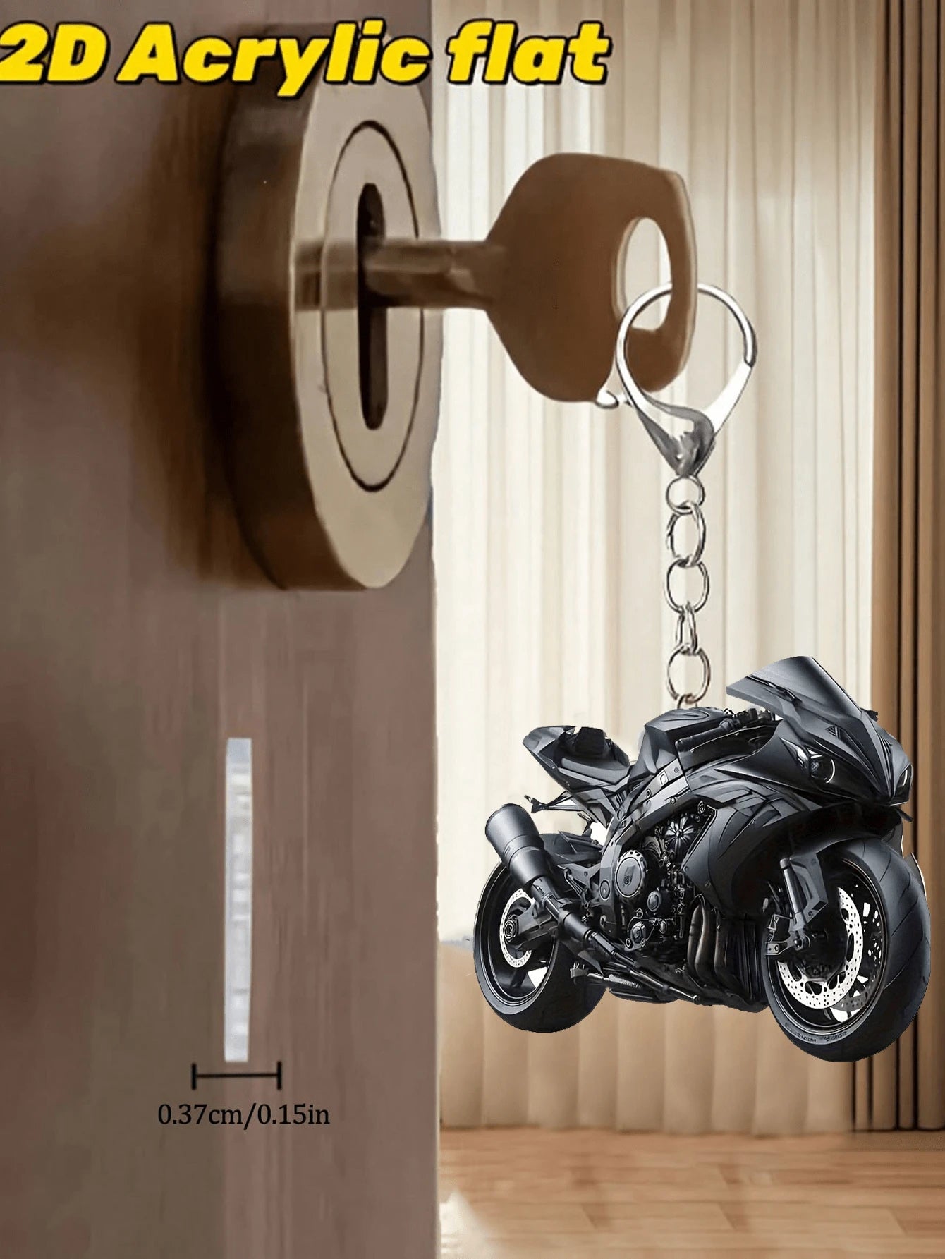 2D ravni crni akrilni privesak za motocikl