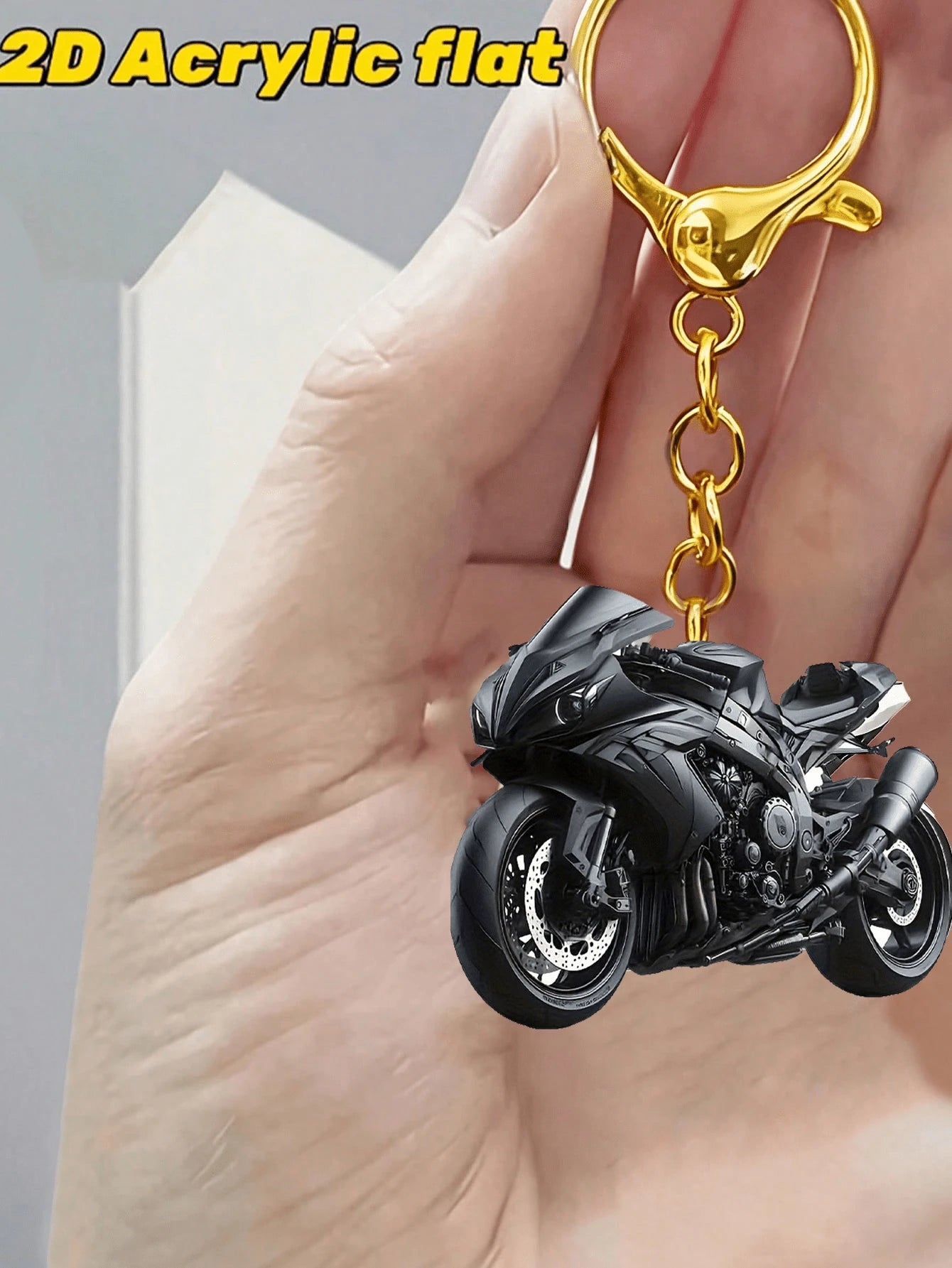 2D ravni crni akrilni privesak za motocikl