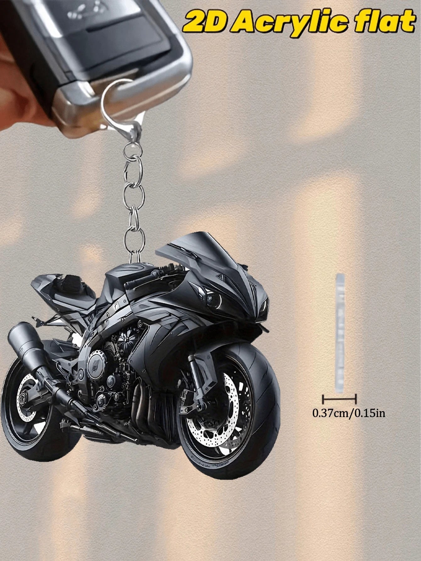 2D ravni crni akrilni privesak za motocikl