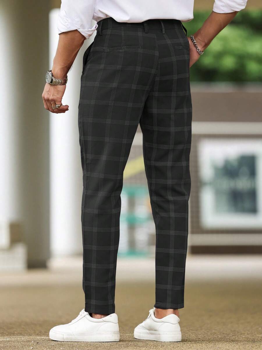 Muške karirane pravih nogavica ležerne pantalone za svakodnevno nošenje