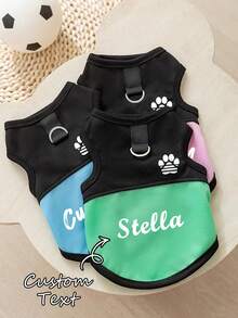 Personalized Mesh Pet Vest, Custom Pet Clothing, Comfortable And Breathable Design, Breathable Springs, Cat Harness With Paw Print Pattern And Leash, Lightweight And Customizable Pet Clothing, Pet Supplies.
